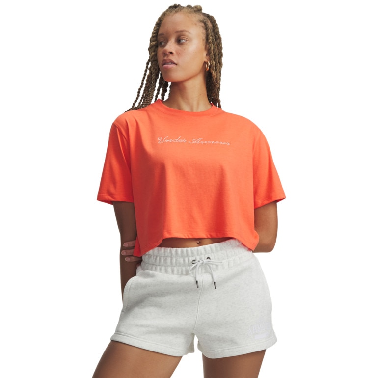 Damska koszulka crop top Under Armour UA Wordmark - pomarańczowa