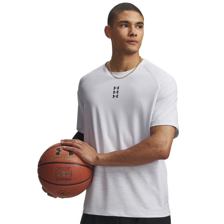 Męska koszulka od koszykówki Under Armour UA Hoops SS Shooting Shirt - szara
