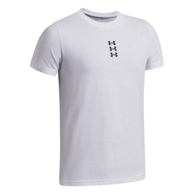 Chłopięca koszulka sportowa Under Armour UA B HOOPS Triple Logo SS - biała