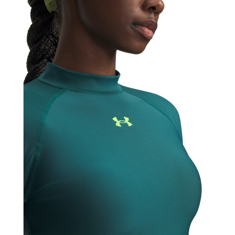 Damski longsleeve treningowy Under Armour HeatGear Crop Mock LS - zielony