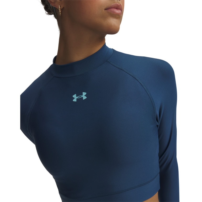 Damski longsleeve treningowy Under Armour HeatGear Crop Mock LS - granatowy