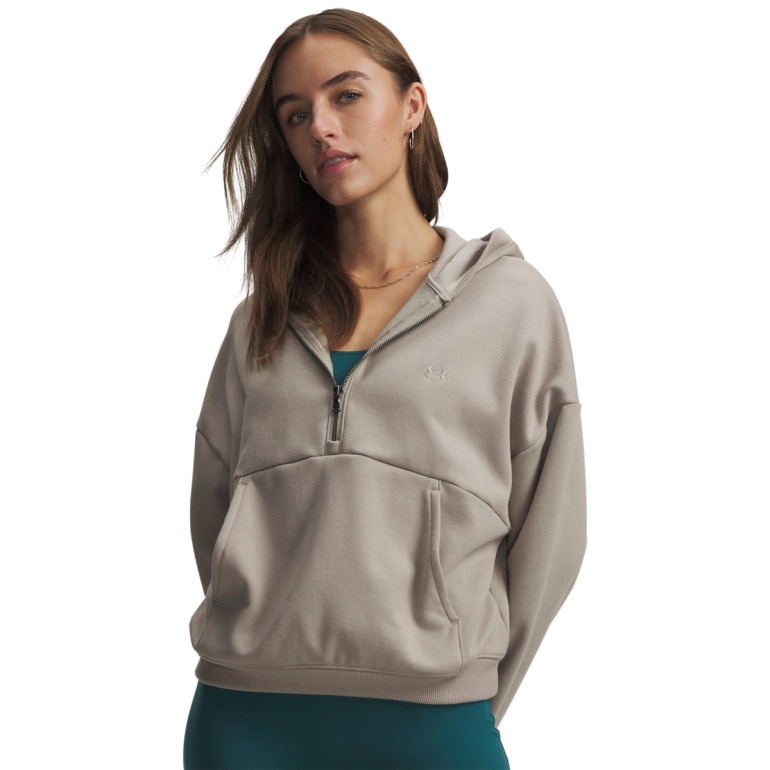 Damska bluza nierozpinana z kapturem Under Armour UA Icon Fleece HZ Hoodie - beżowa