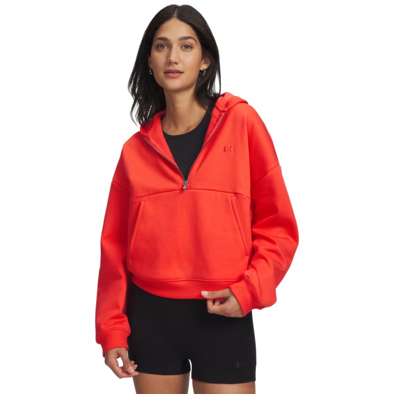 Damska bluza nierozpinana z kapturem Under Armour UA Icon Fleece HZ Hoodie - czerwona