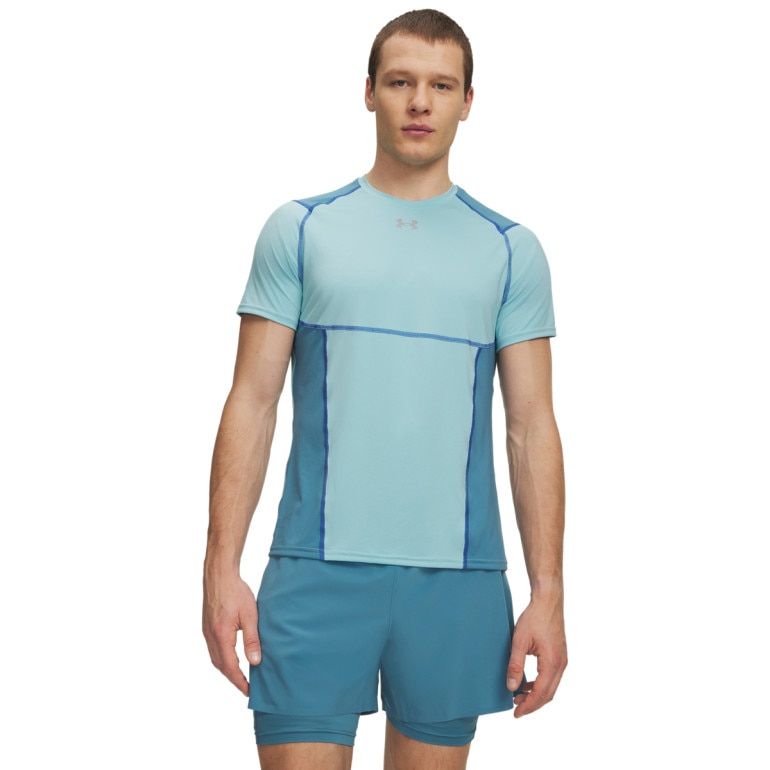 Męska koszulka treningowa Under Armour UA HG Elite Fitted SS - niebieska