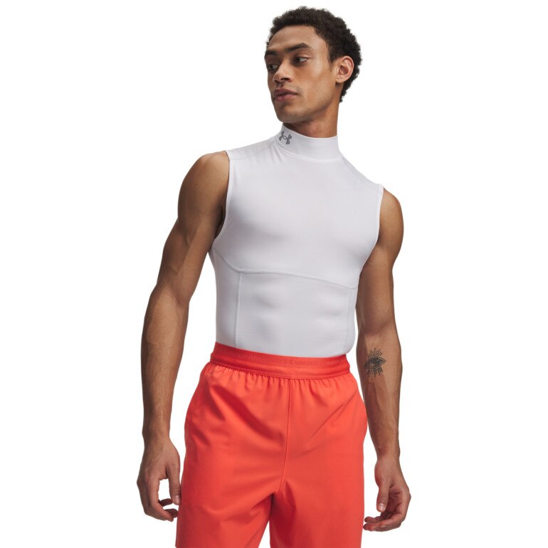 Męska koszulka treningowa Under Armour UA HeatGear Elite Sleeveless Mock - biały