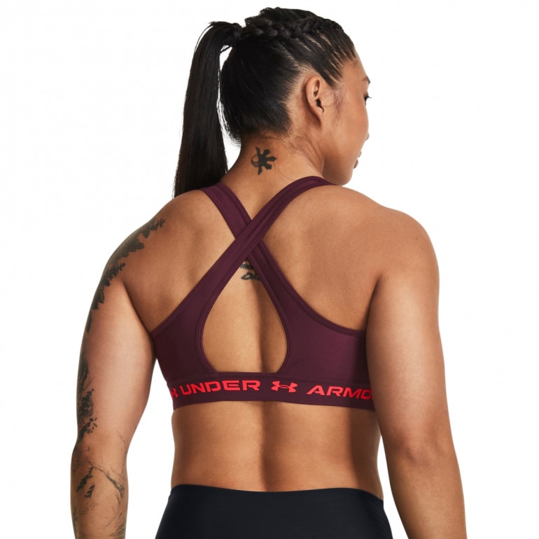 Biustonosz treningowy  Under Armour UA Crossback Mid Bra - bordowy