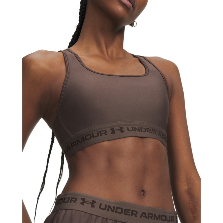 Biustonosz treningowy Under Armour Crossback Mid Bra - brązowy