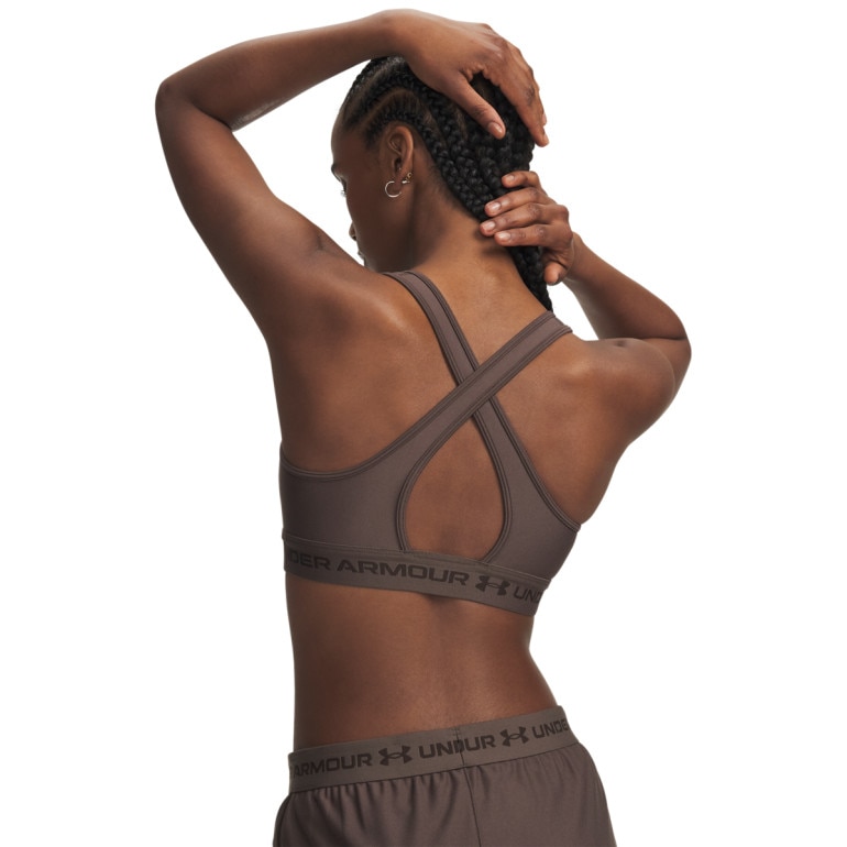 Biustonosz treningowy Under Armour Crossback Mid Bra - brązowy