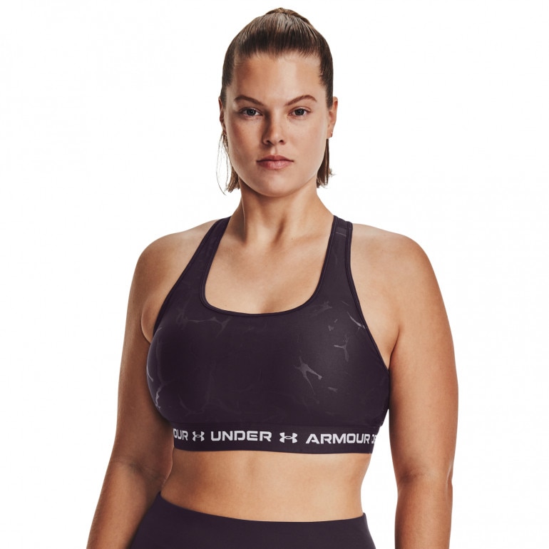 Biustonosz treningowy Under Armour Mid Crossback Emboss Sports Bra - fioletowy