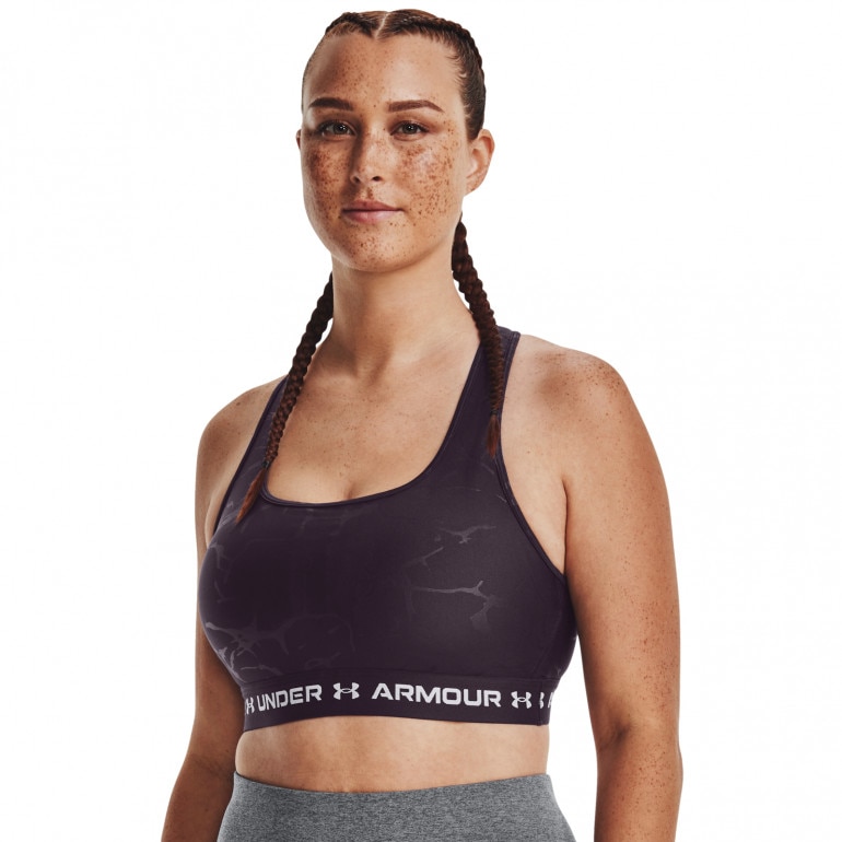 Biustonosz treningowy Under Armour Mid Crossback Emboss Sports Bra - fioletowy