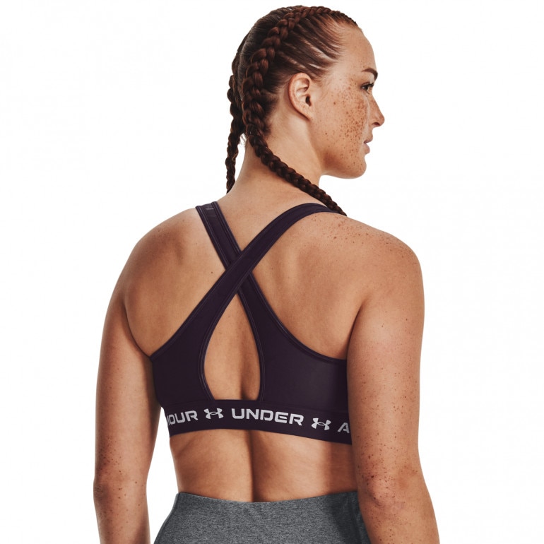 Biustonosz treningowy Under Armour Mid Crossback Emboss Sports Bra - fioletowy