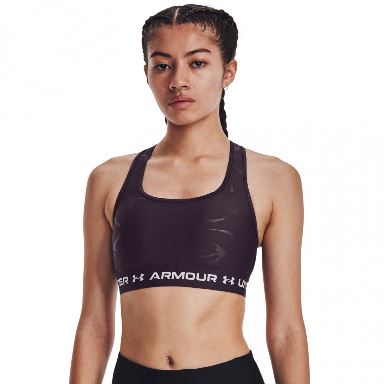 Biustonosz treningowy Under Armour Mid Crossback Emboss Sports Bra - fioletowy