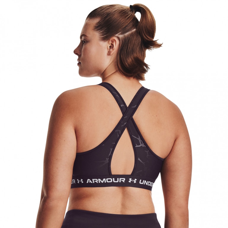 Biustonosz treningowy Under Armour Mid Crossback Emboss Sports Bra - fioletowy