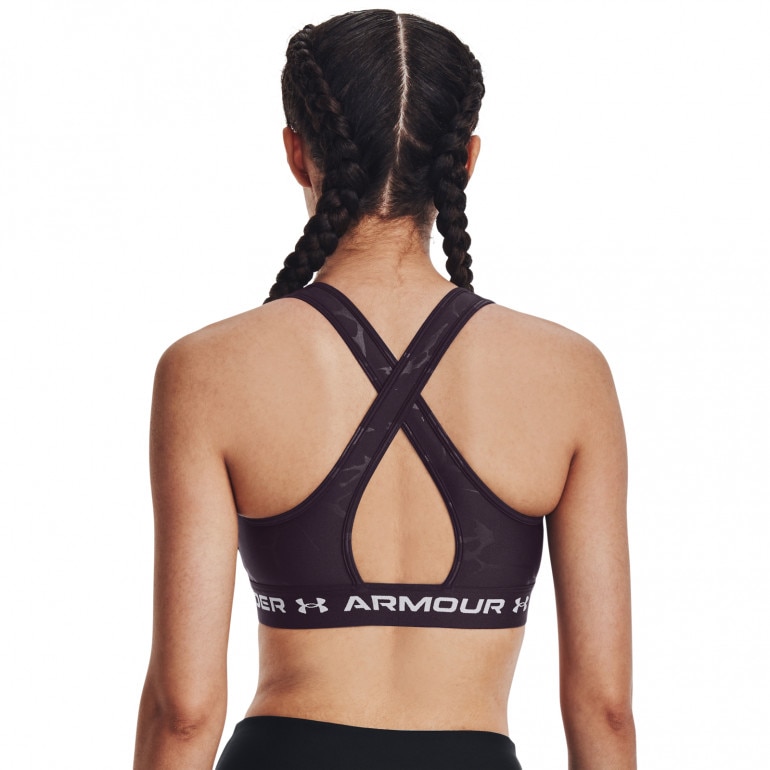 Biustonosz treningowy Under Armour Mid Crossback Emboss Sports Bra - fioletowy
