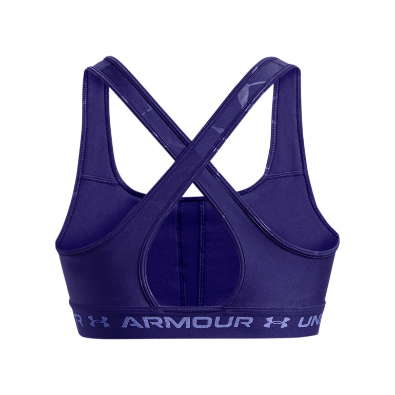 Biustonosz treningowy Under Armour Mid Crossback Emboss Sports Bra - niebieski