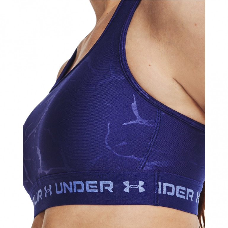 Biustonosz treningowy Under Armour Mid Crossback Emboss Sports Bra - niebieski