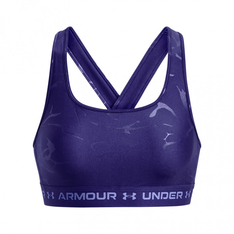 Biustonosz treningowy Under Armour Mid Crossback Emboss Sports Bra - niebieski