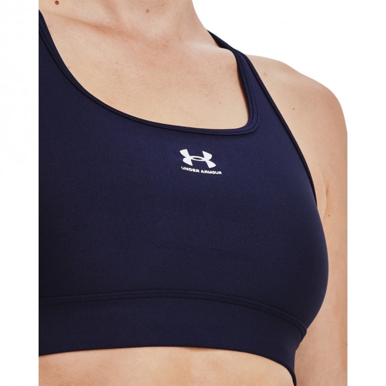 Biustonosz treningowy Under Armour UA HeatGear Mid Padless - granatowy