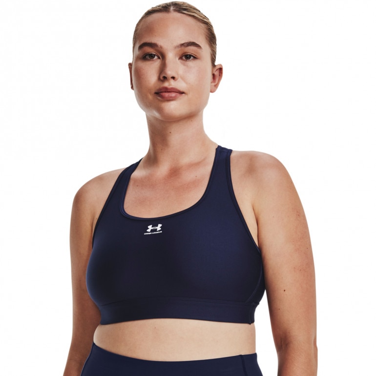 Biustonosz treningowy Under Armour UA HeatGear Mid Padless - granatowy