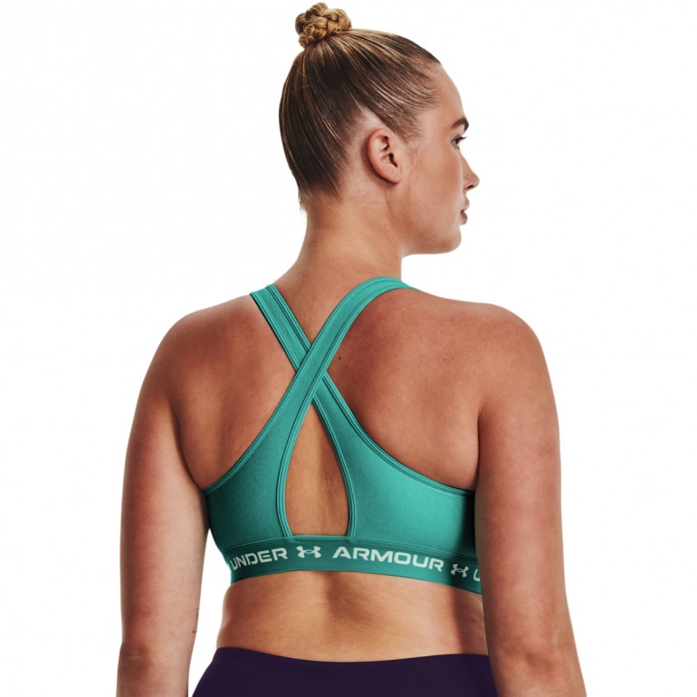 Biustonosz treningowy UNDER ARMOUR UA CROSSBACK MID HEATHER BRA - zielony
