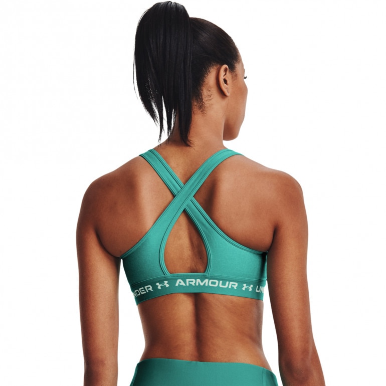 Biustonosz treningowy UNDER ARMOUR UA CROSSBACK MID HEATHER BRA - zielony