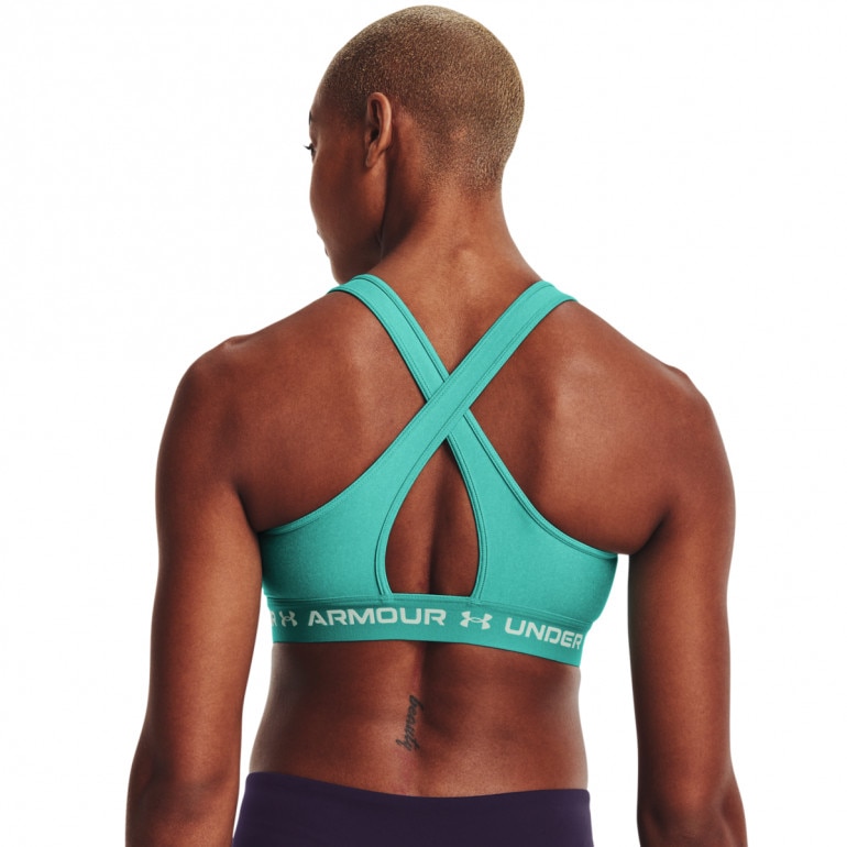 Biustonosz treningowy UNDER ARMOUR UA CROSSBACK MID HEATHER BRA - zielony