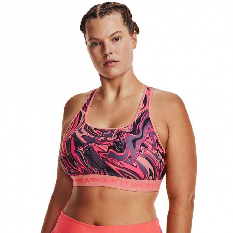 Biustonosz treningowy Under Armour Crossback Mid Print - multikolor