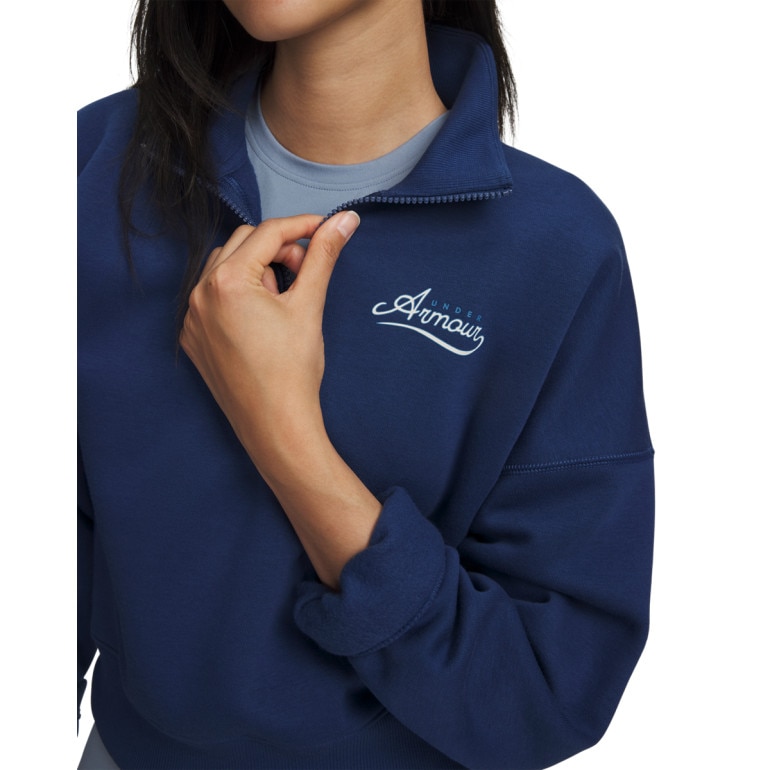 Damska bluza bez kaptura Under Armour RIVAL FLEECE VARSITY HZ - granatowa