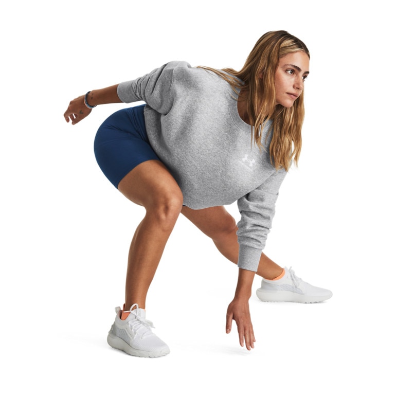Damska bluza dresowa nierozpinana bez kaptura Under Armour UA Icon Fleece OS Crew - szara