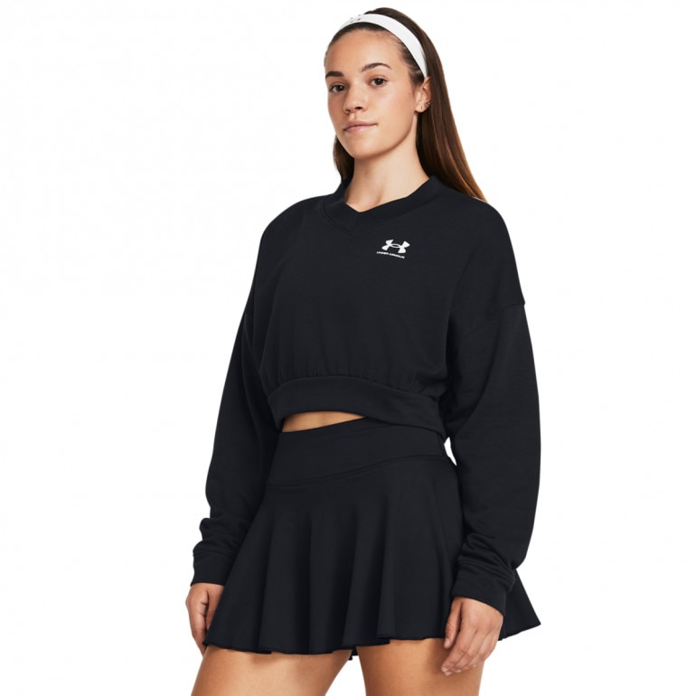Damska bluza dresowa nierozpinana bez kaptura Under Armour UA Rival Terry OS Crop Crw - czarna