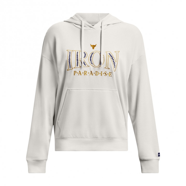 Damska bluza dresowa nierozpinana z kapturem Under Armour Project Rock Everyday Terry Hoody - biała 