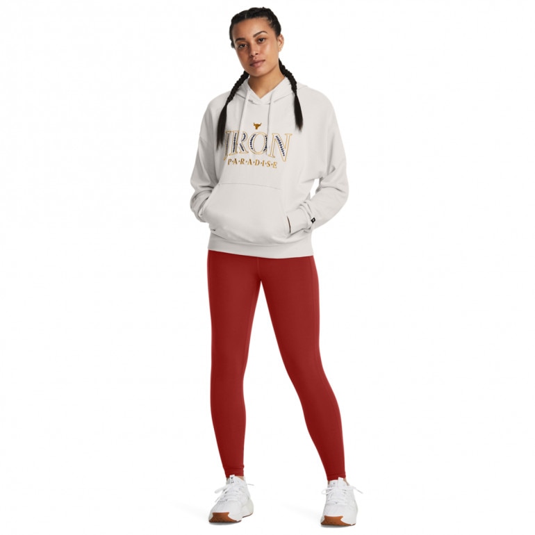 Damska bluza dresowa nierozpinana z kapturem Under Armour Project Rock Everyday Terry Hoody - biała 