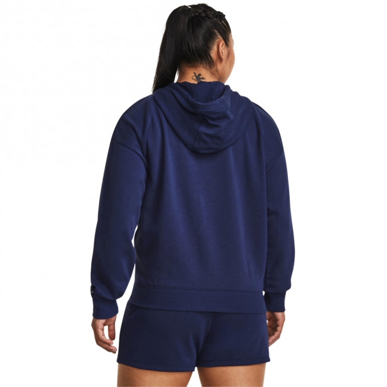 Damska bluza treningowa nierozpinana z kapturem Under Armour Project Rock Everyday Terry Hoody - granatowa 