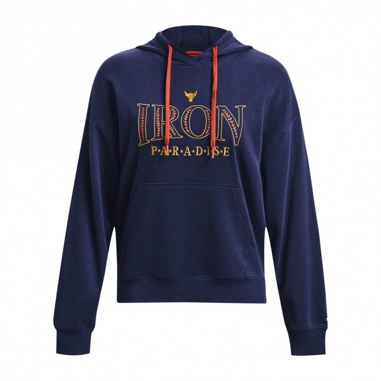 Damska bluza treningowa nierozpinana z kapturem Under Armour Project Rock Everyday Terry Hoody - granatowa 