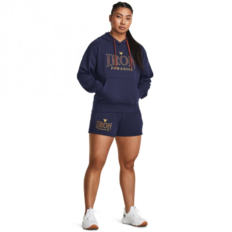 Damska bluza treningowa nierozpinana z kapturem Under Armour Project Rock Everyday Terry Hoody - granatowa 