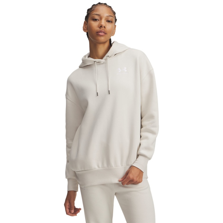 Damska bluza dresowa nierozpinana z kapturem Under Armour UA Icon Fleece OS Hoodie - biała