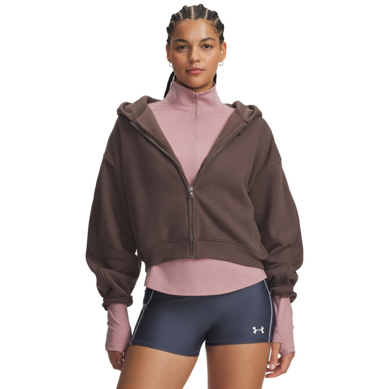 Damska bluza dresowa rozpinana z kapturem Under Armour UA Icom Sama Fleece FZ - brązowa