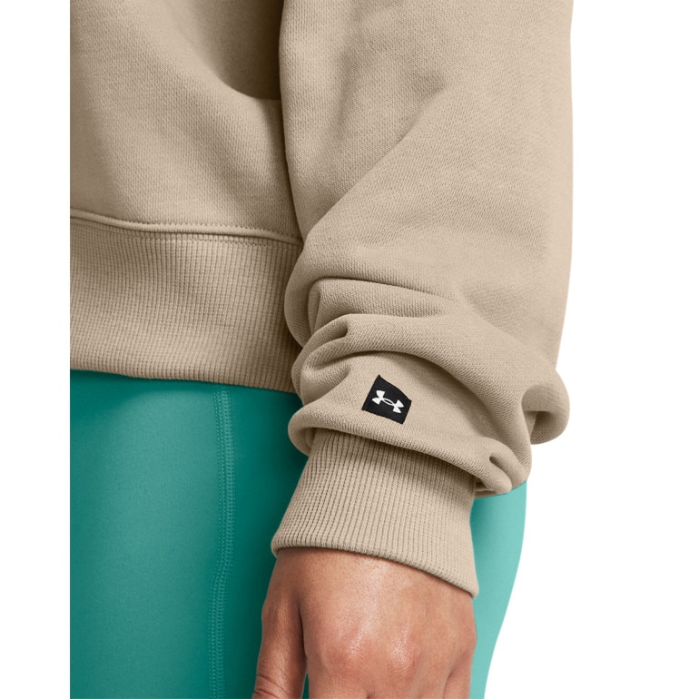 Damska bluza treningowa nierozpinana bez kaptura Under Armour Project Rock HW Terry LS Q1 - beżowa 