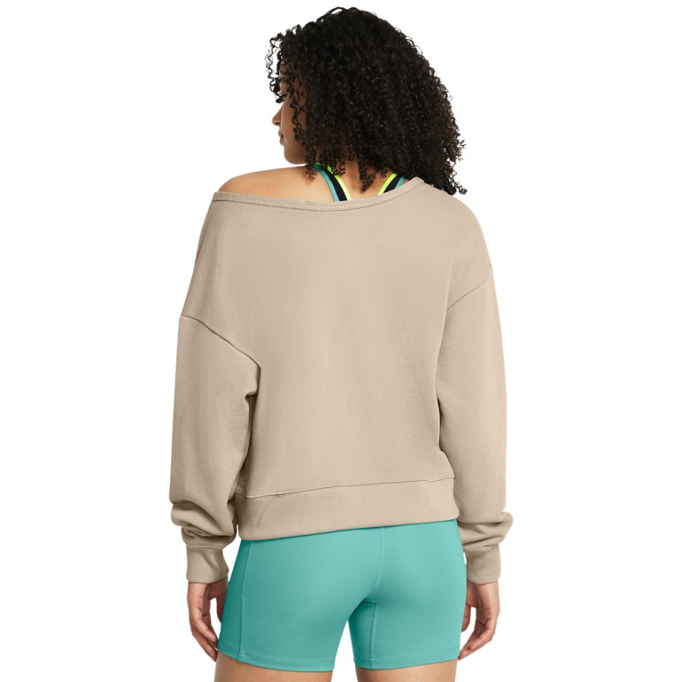 Damska bluza treningowa nierozpinana bez kaptura Under Armour Project Rock HW Terry LS Q1 - beżowa 
