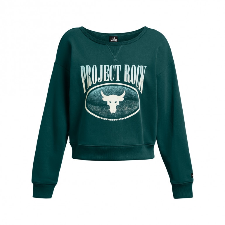 Damska bluza treningowa nierozpinana bez kaptura Under Armour Project Rock HW Terry LS Q1 - zielona