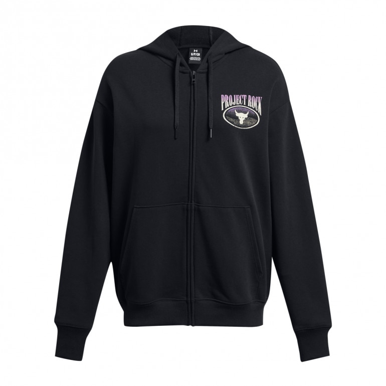 Damska bluza treningowa rozpinana z kapturem Under Armour Project Rock HW Terry FZ OS Q1 - czarna