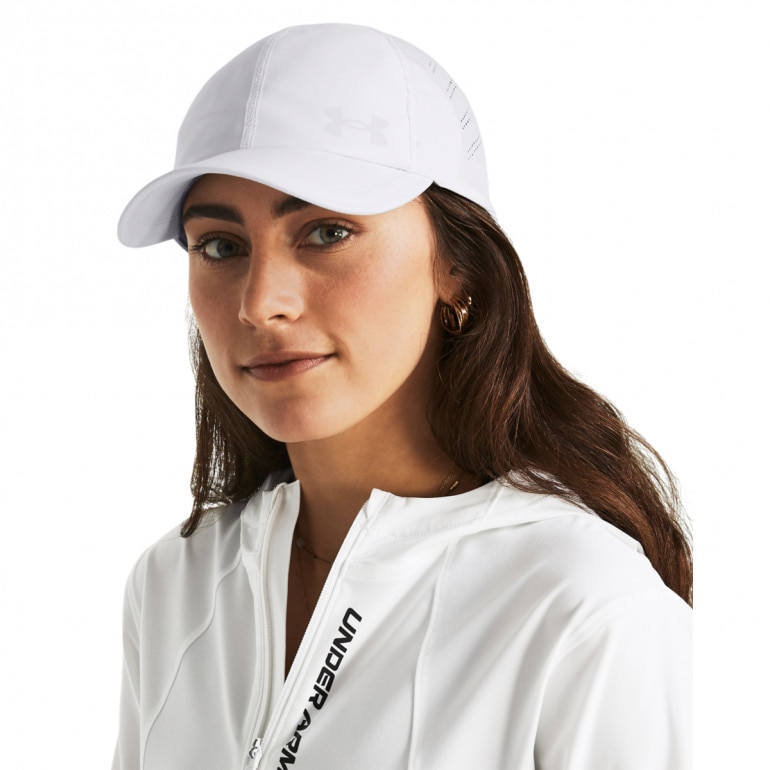 Damska czapka z daszkiem do biegania Under Armour W Iso-chill Launch Adj - biała