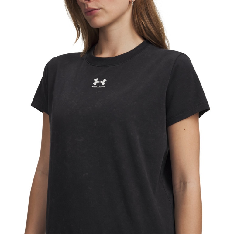 Damska koszulka basic Under Armour Rival Cotton Wash SS - czarna