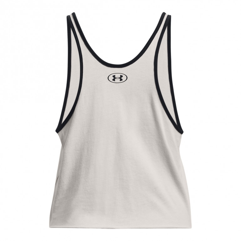 Damska koszulka treningowa bez rękawów Under Armour Project Rock  Q3 Arena Tank - kremowa