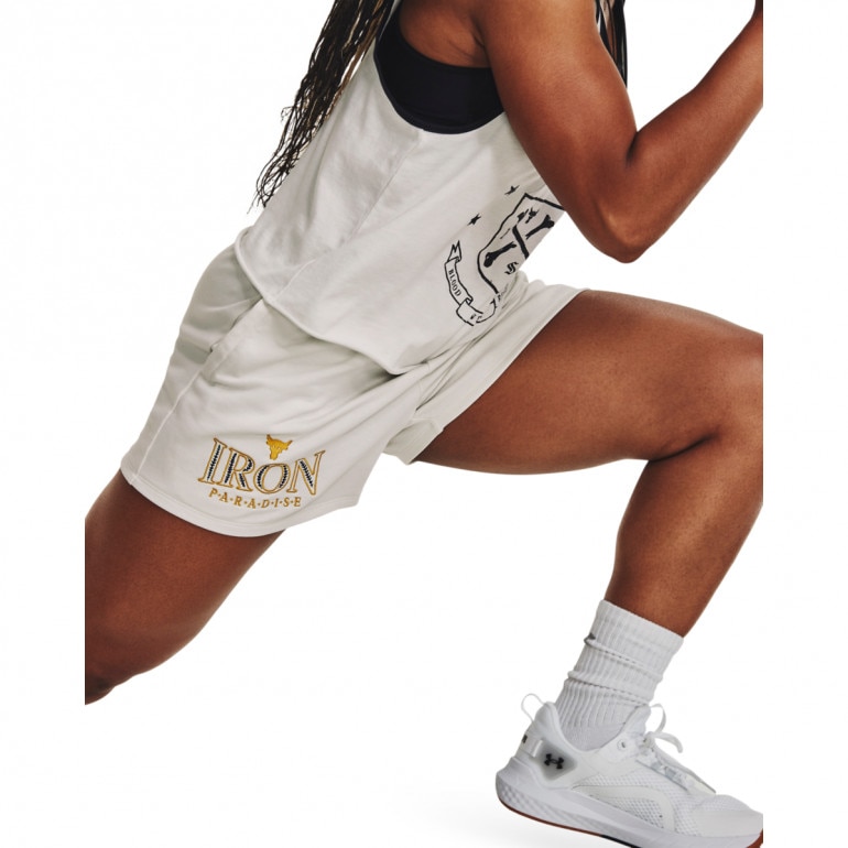 Damska koszulka treningowa bez rękawów Under Armour Project Rock  Q3 Arena Tank - kremowa