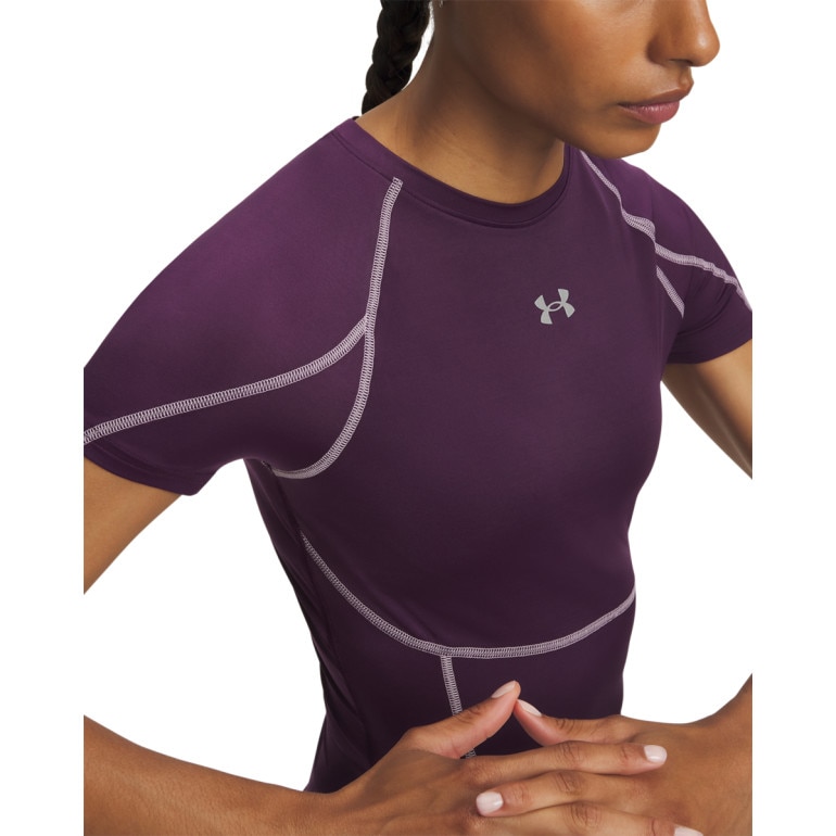 Damska koszulka treningowa Under Armour HeatGear Elite SS - fioletowa