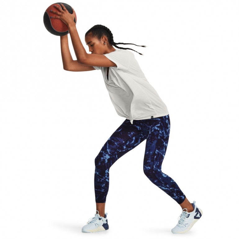 Damska koszulka treningowa Under Armour Project Rock Completer Deep V T - kremowa