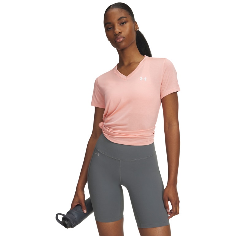 Damska koszulka treningowa Under Armour Tech SSV - Twist - różowa
