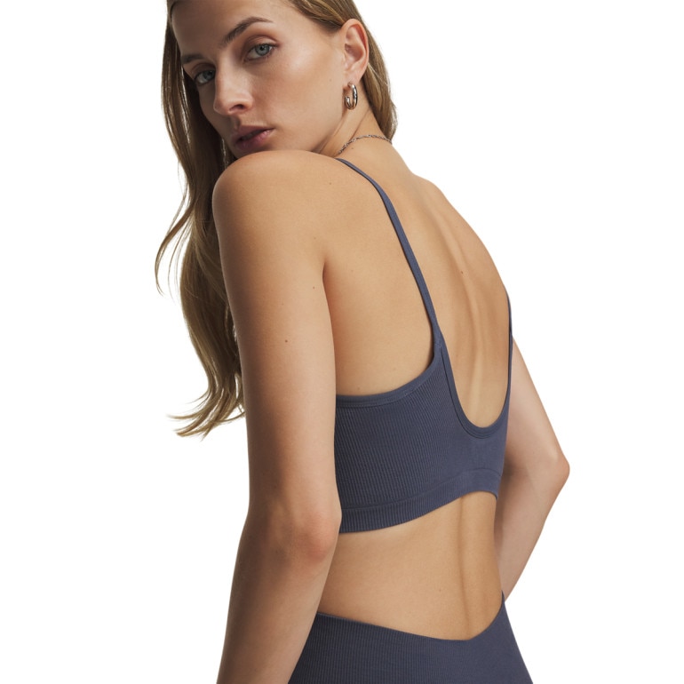Damski biustonosz sportowy z niskim wsparciem Under Armour UA Seamless Cotton Low - niebieski