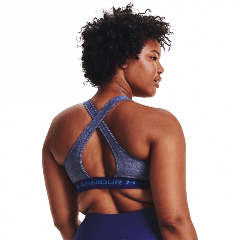 Biustonosz treningowy UNDER ARMOUR UA Crossback Mid Heather Bra - granatowy